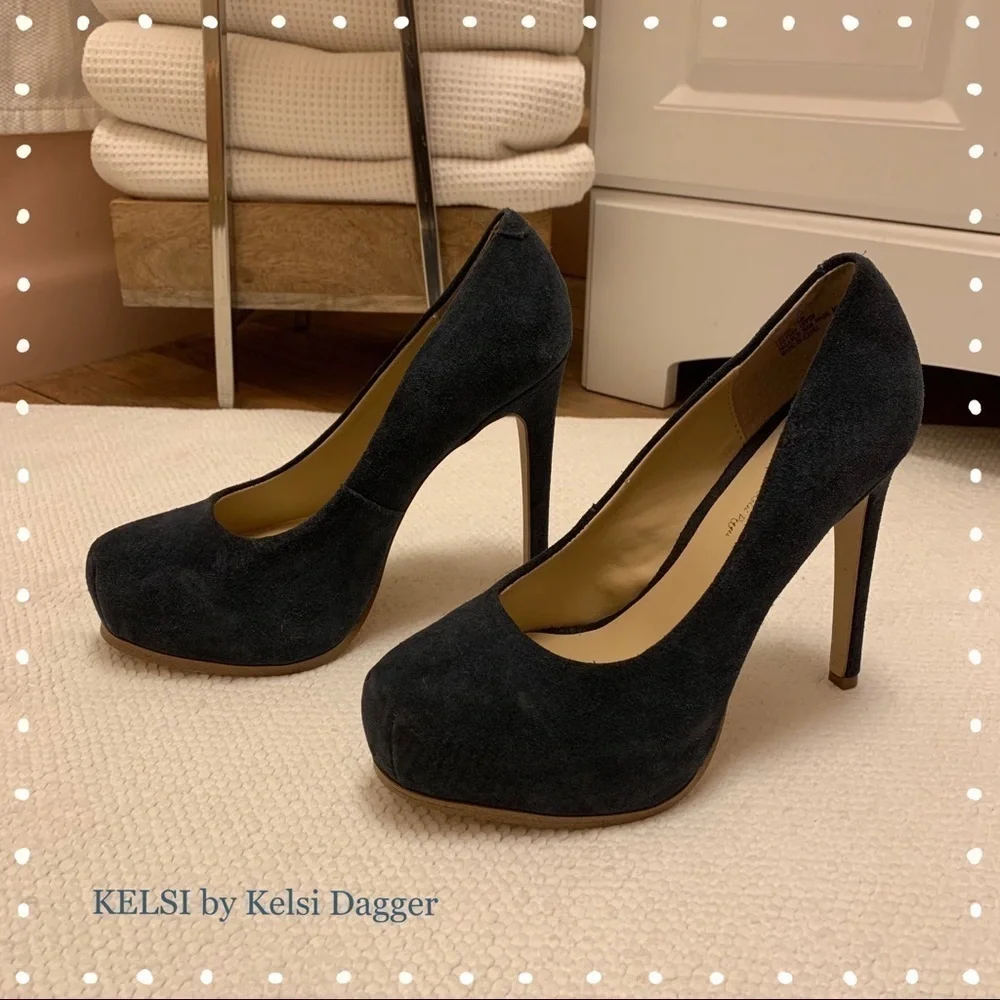 KELSI by Kelsi Dagger Laurie Blue Suede Heels